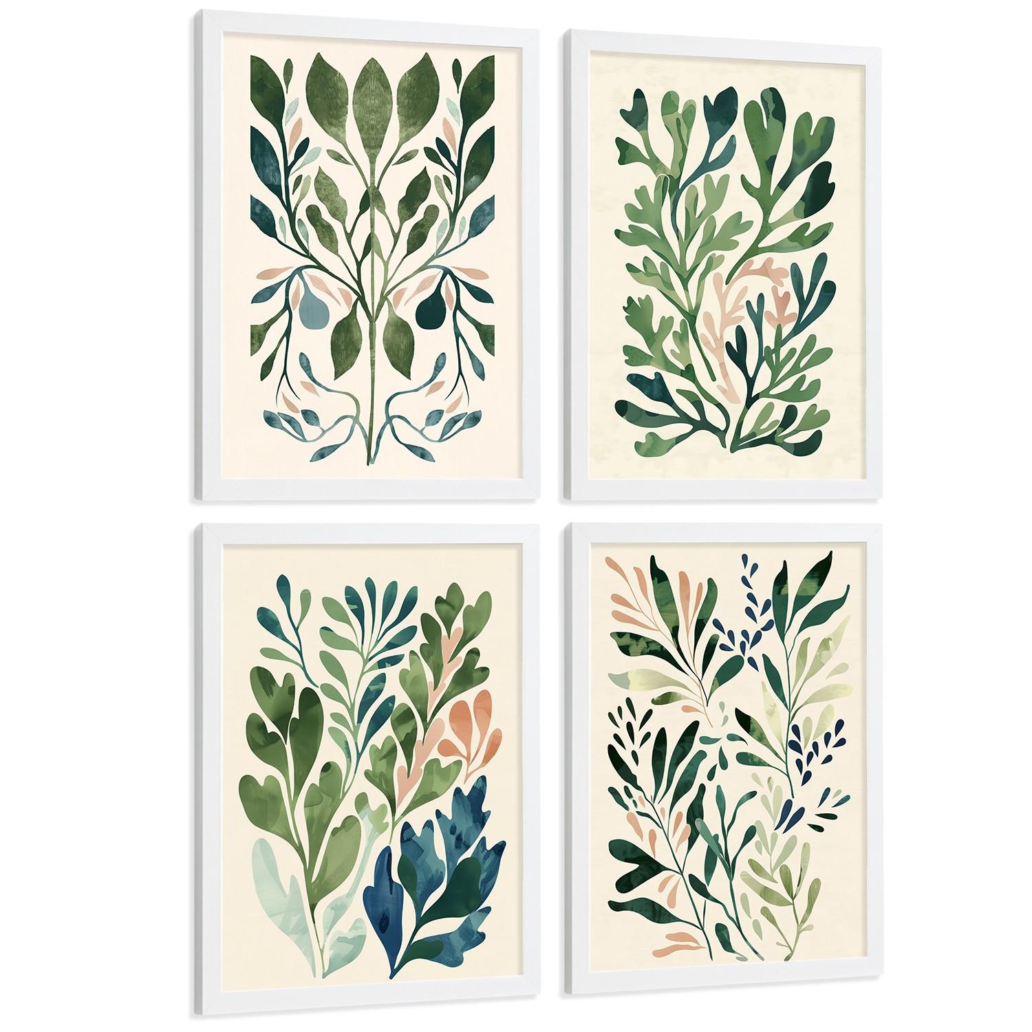 POSTER 2er-Set Wandbilder Matisse Blumen modern Wohnzimmer Deko, Schlafzimmer, Küche, Badezimmer Rahmenlos A4 - Weiß, Papier (29.7/1/21cm) - Nacnic