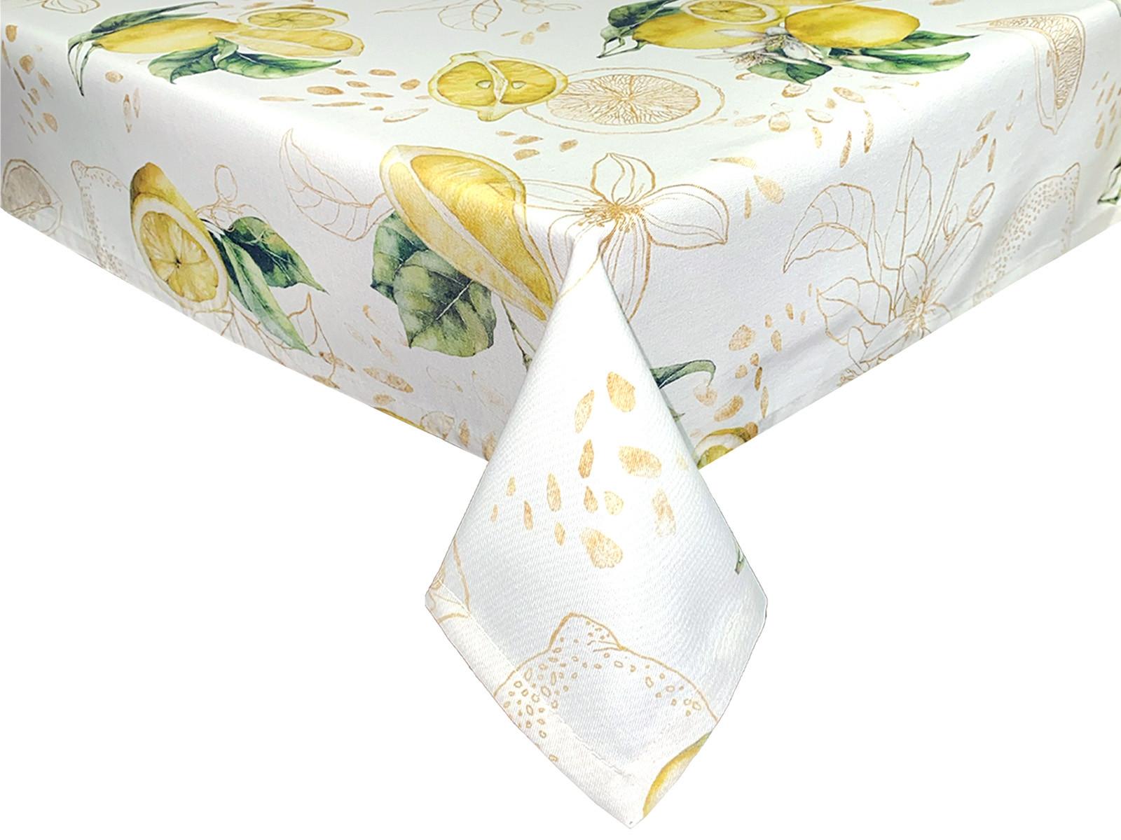 TISCHDECKE Italy Design Zitronen 110/110 cm - Ecru/Gelb, Textil (110/110cm) - beties Heimtextil