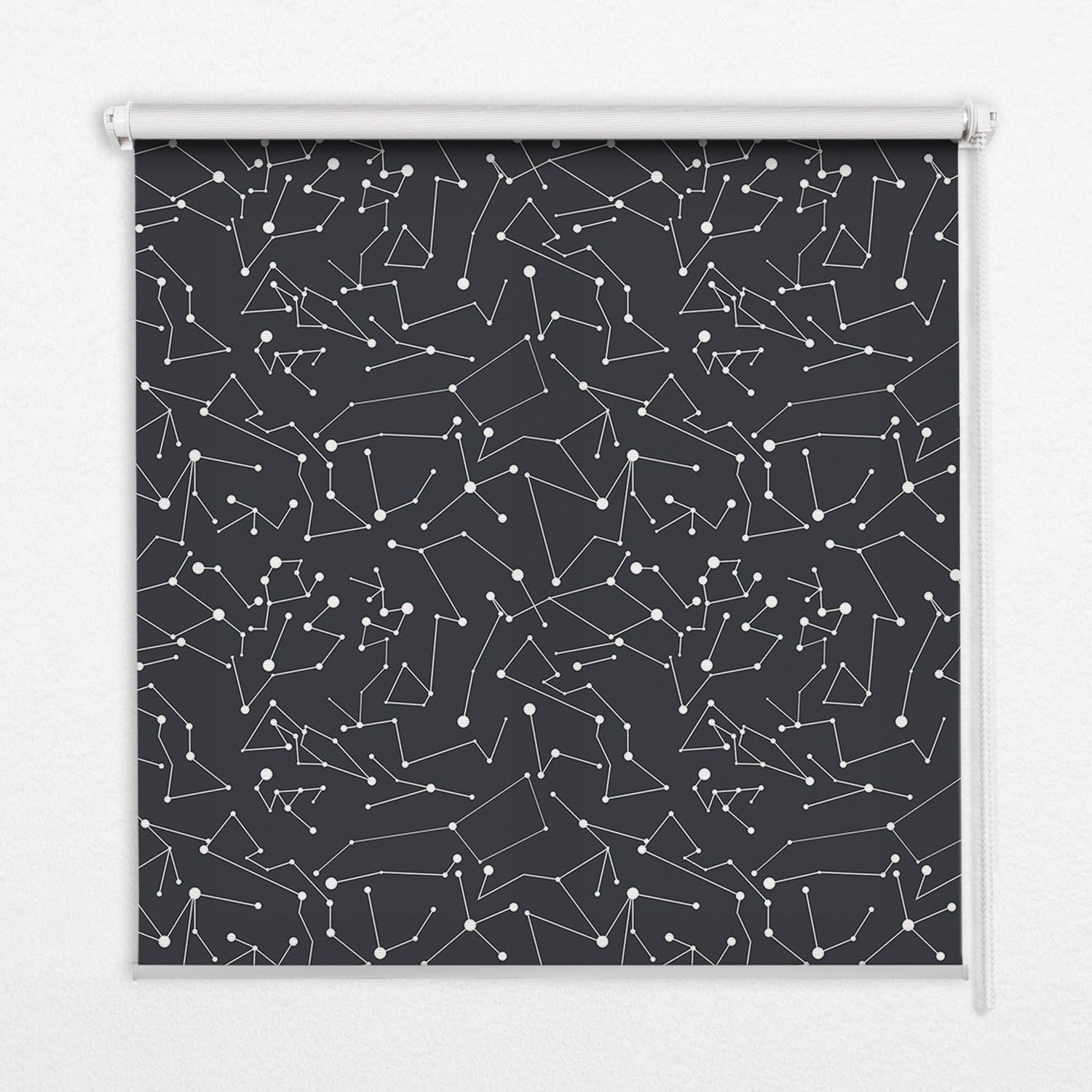 INNENROLLO - Fensterrollo - Rollo - 110x140 cm - Konstellation - Schwarz, Kunststoff (110/140/0.5cm) - TULUP