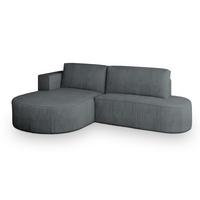 ECKSOFA CORTIO P L-S Grau Kordstoff mit Schlaffunktion - Grau, Holz (265/174cm) - MASSENO