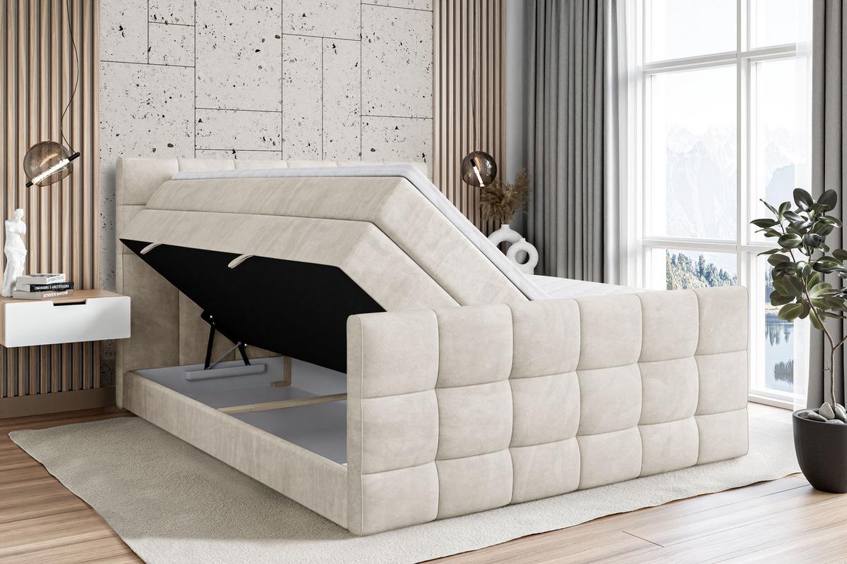 BOXSPRINGBETT APO-Z KING - 180 x 200 - H3/H4 - Ecru - Beige, Holzwerkstoff (180/200cm) - ALTDECOR