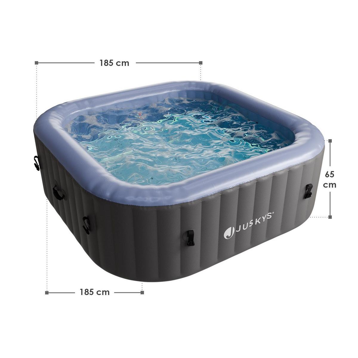 WHIRLPOOL SpaLuxe LED 185x185x65 cm grau/blau - Grau, Kunststoff (185/65/185cm) - Juskys