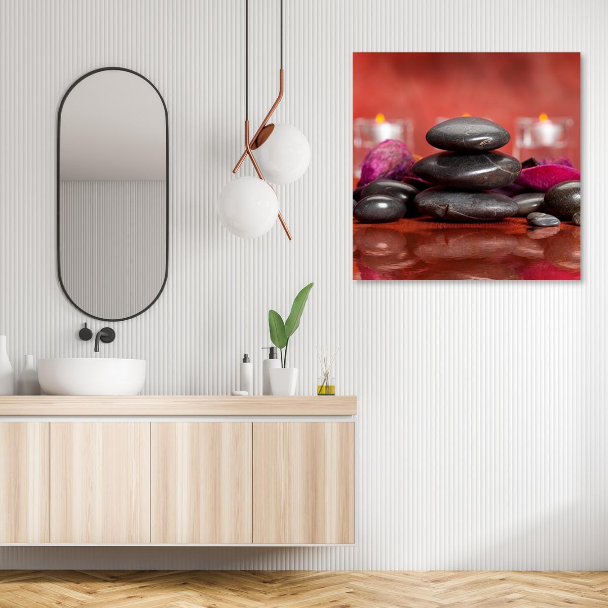 WANDBILD zen steine rot hintergrund - Rot, Textil (50/50cm) - Feeby