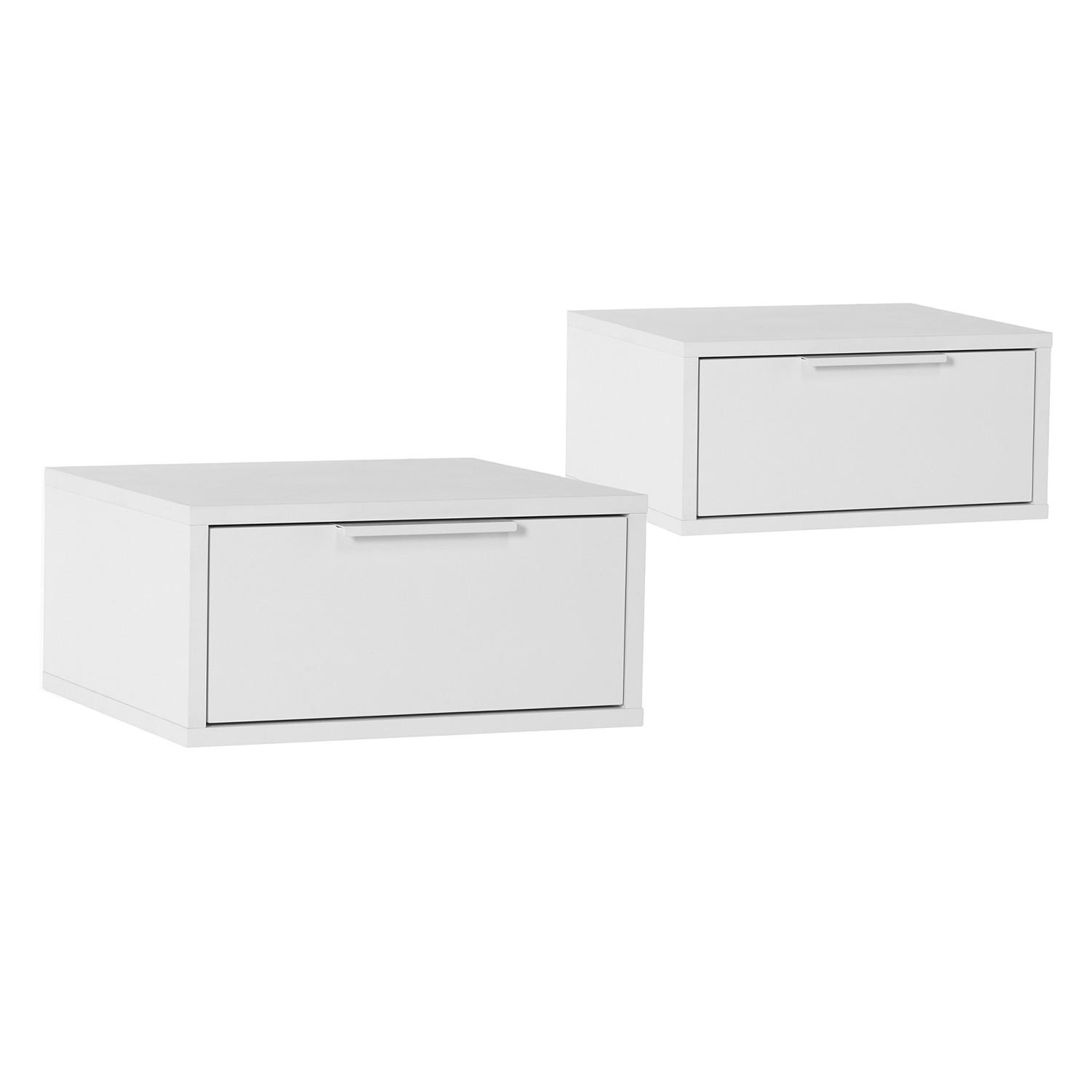 2ER-SET SCHWEBENDER NACHTTISCH Auri Weiß - Weiß, Holzwerkstoff (40/19/35cm) - VS Venta-stock