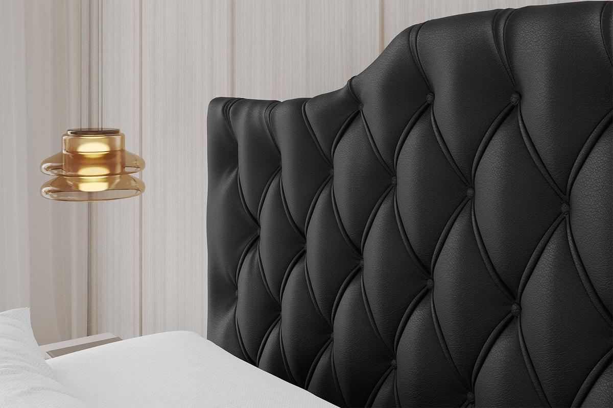 POLSTERBETT mit Bettkasten, Fußteil und Lattenrost, Boxbett mit Matratze H3/H4 - FALIO-Z 120x200 Schwarz Kunstleder - Schwarz Hochglanz, Holzwerkstoff/Textil (120/200cm) - ALTDECOR