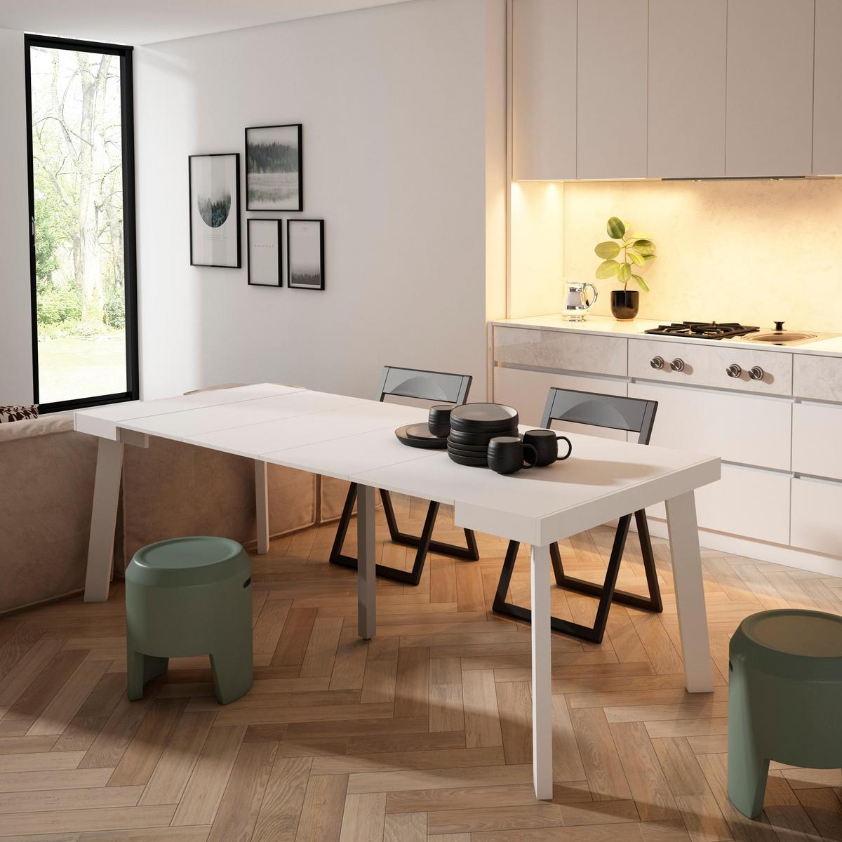 ESSTISCH ausziehbar 58 bis 222cm, für 10 Gäste, weiß, 58/90/73cm - Weiß, Holzwerkstoff (90/222/73cm) - Skraut Home