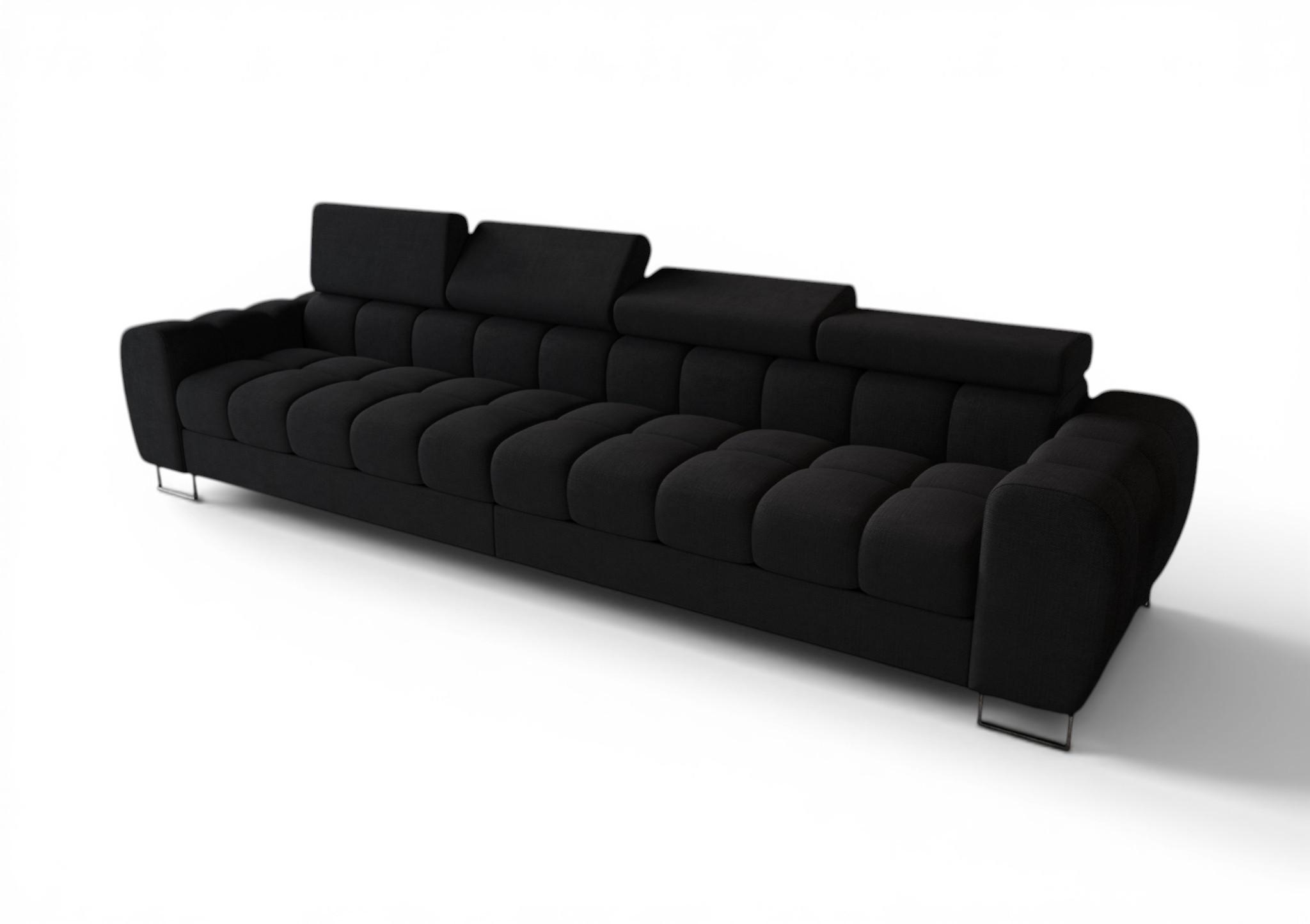 SOFA 4-sitzer Bastien In Stoff Moly - Schwarz, Holzwerkstoff/Textil (335/95/97cm) - Fun Möbel