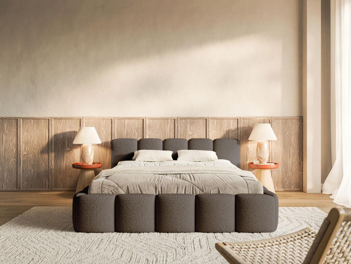 POLSTERBETT Cloudy Low Braun Bouclébezug 160x200 - Braun, Textil (160/200cm) - Selsey
