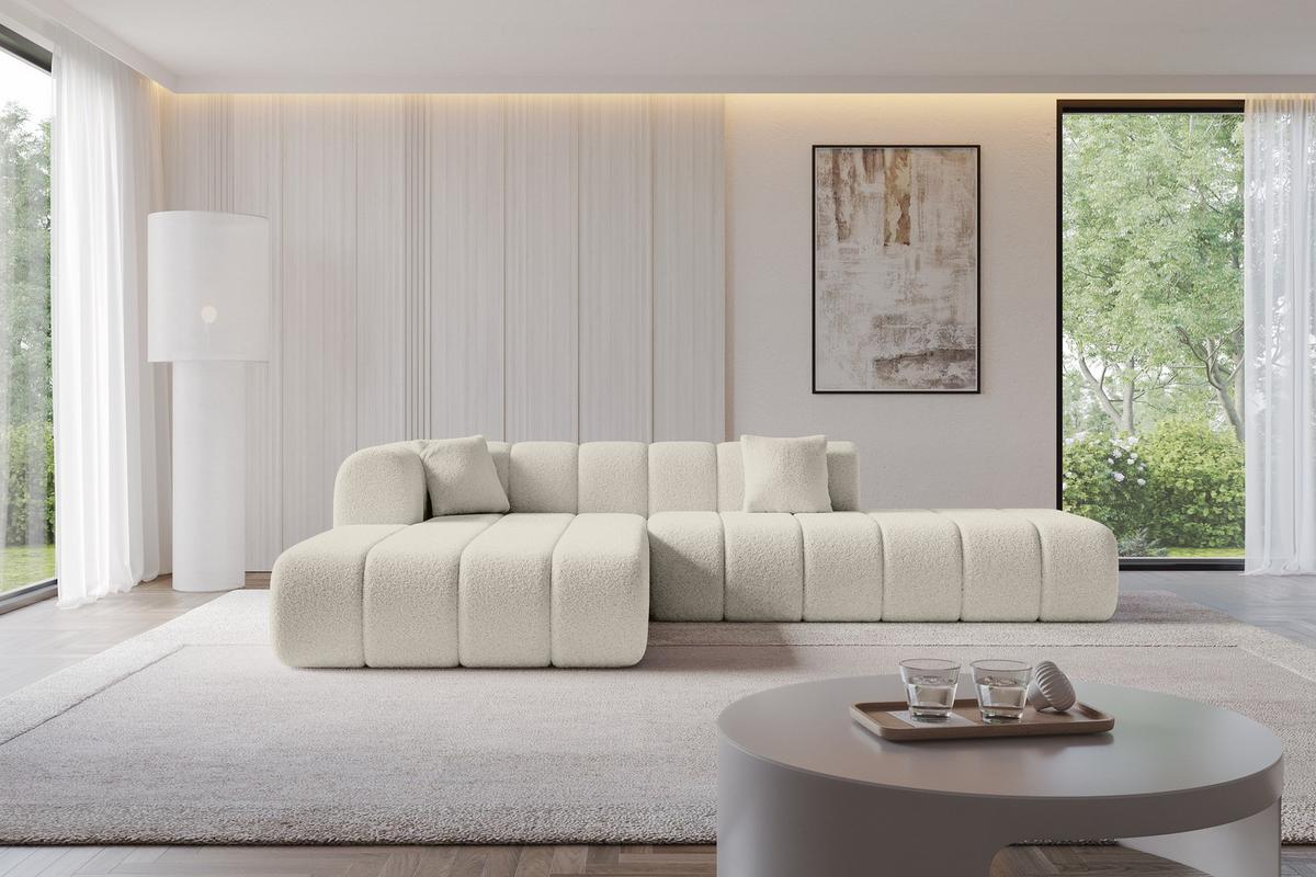 ECKSOFA Ottomane Links BILA-L 289x176x71 Beige Bouclé - Sandfarben/Beige, Holzwerkstoff/Kunststoff (176/289cm) - ALTDECOR