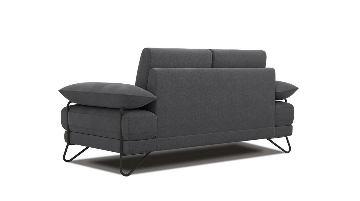 SOFA LORI 2-Sitzer, dunkelgrau - Dunkelgrau/Schwarz, Holzwerkstoff/Textil (185/87/96cm) - Wozimo