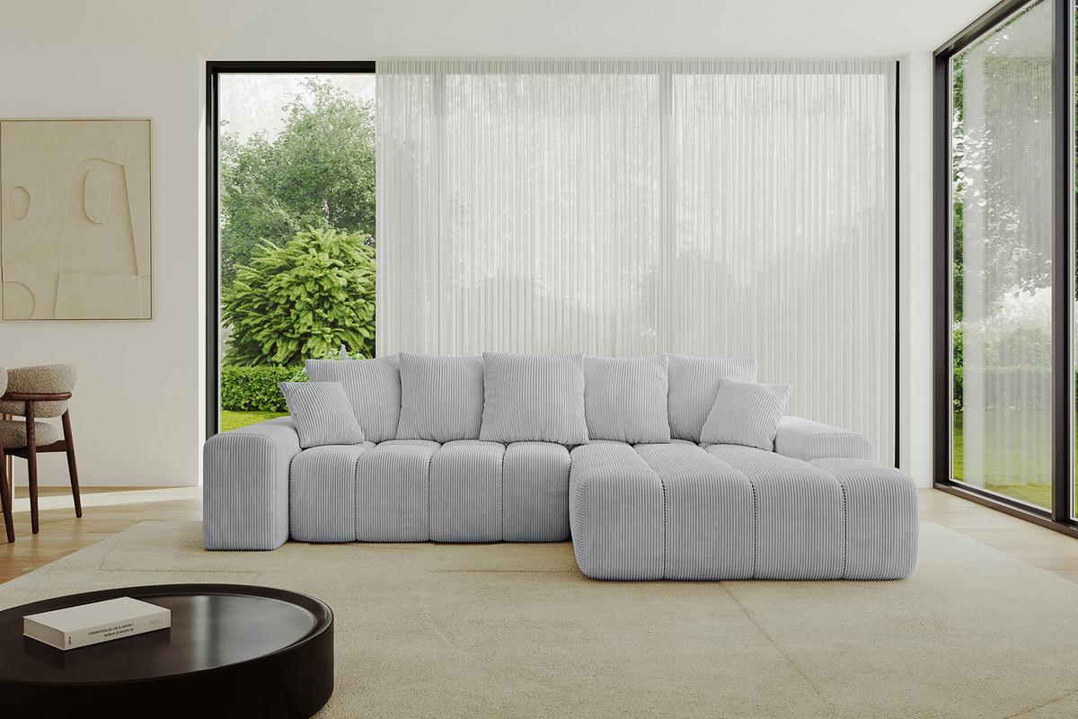 ECKSOFA Ottomane Rechts ENSI-L - 267x164x69 cm Grau - Grau, Holzwerkstoff/Kunststoff (164/267cm) - ALTDECOR
