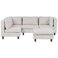 ECKSOFA Modul 4-Sitzer rechtsseitig Hellbeige Stoff mit Ottomane Unstad - Beige/Schwarz, Textil (228/152cm) - Beliani
