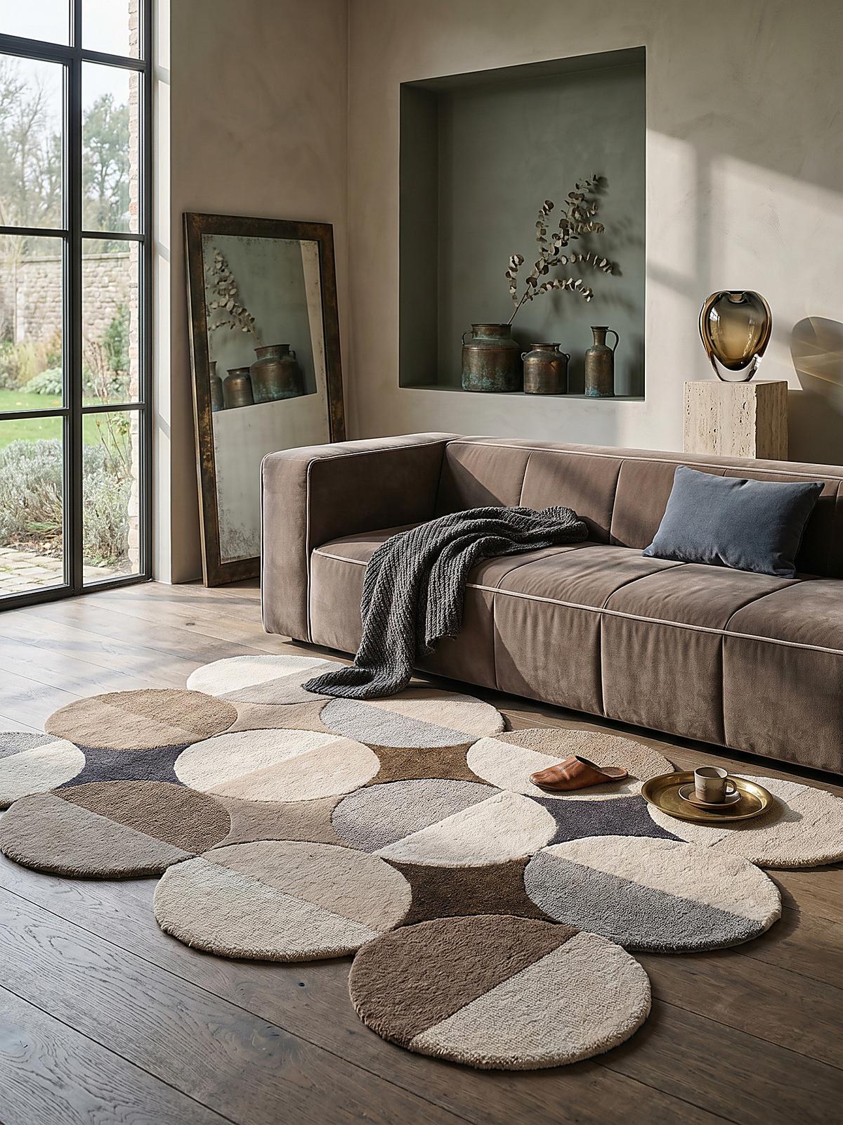 WOLLTEPPICH HALLEIN, mit Wellenmuster, Beige-Braun, 160 x 230 cm - Beige, Textil (230/160cm) - KADIMA DESIGN