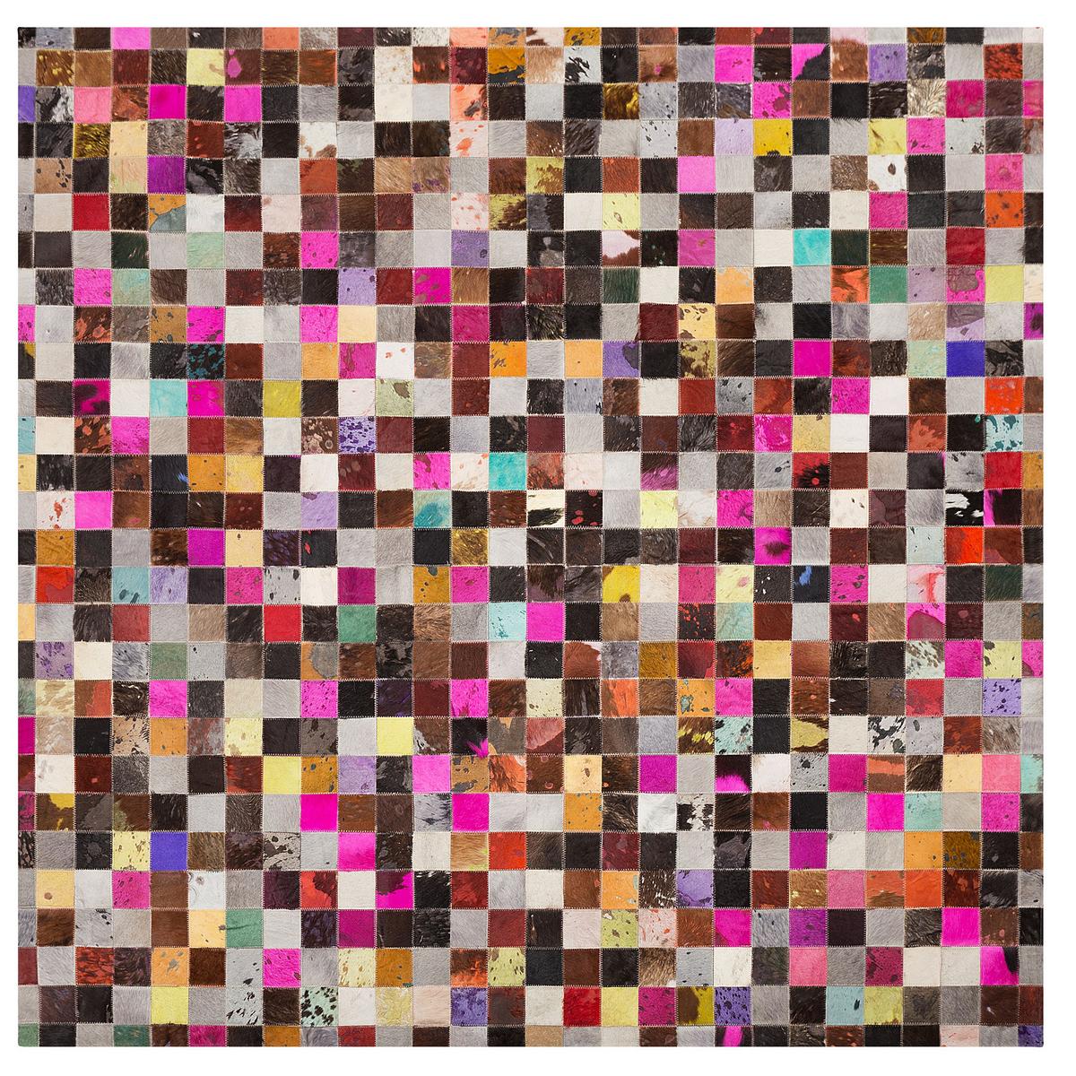PATCHWORK-TEPPICH Enne 200/200 cm - Multicolor, Fell (200/200cm) - Beliani
