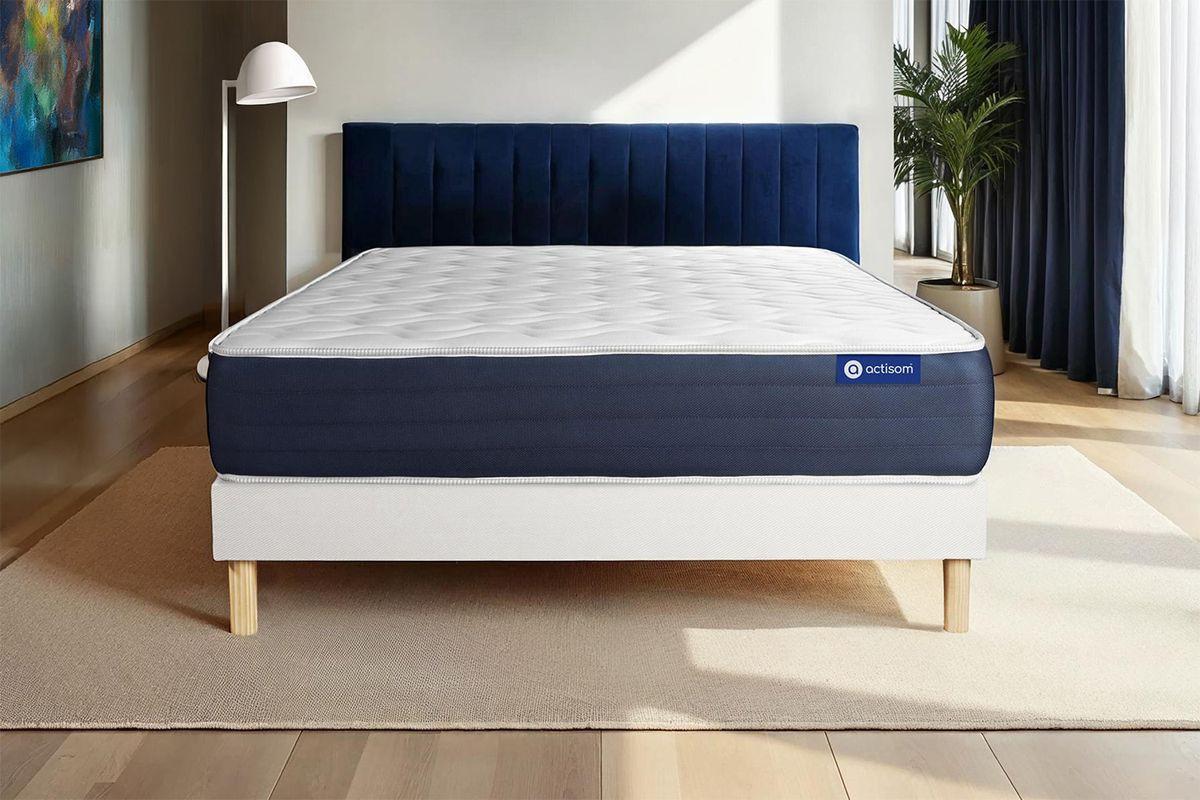 BETT Actilatex sleep Latex und Memory-Schaum 80 x 200 cm h1 - Kit Bettgestell Weiß - Beige/Weiß, Karton/Holz (80/200cm) - ACTISOM