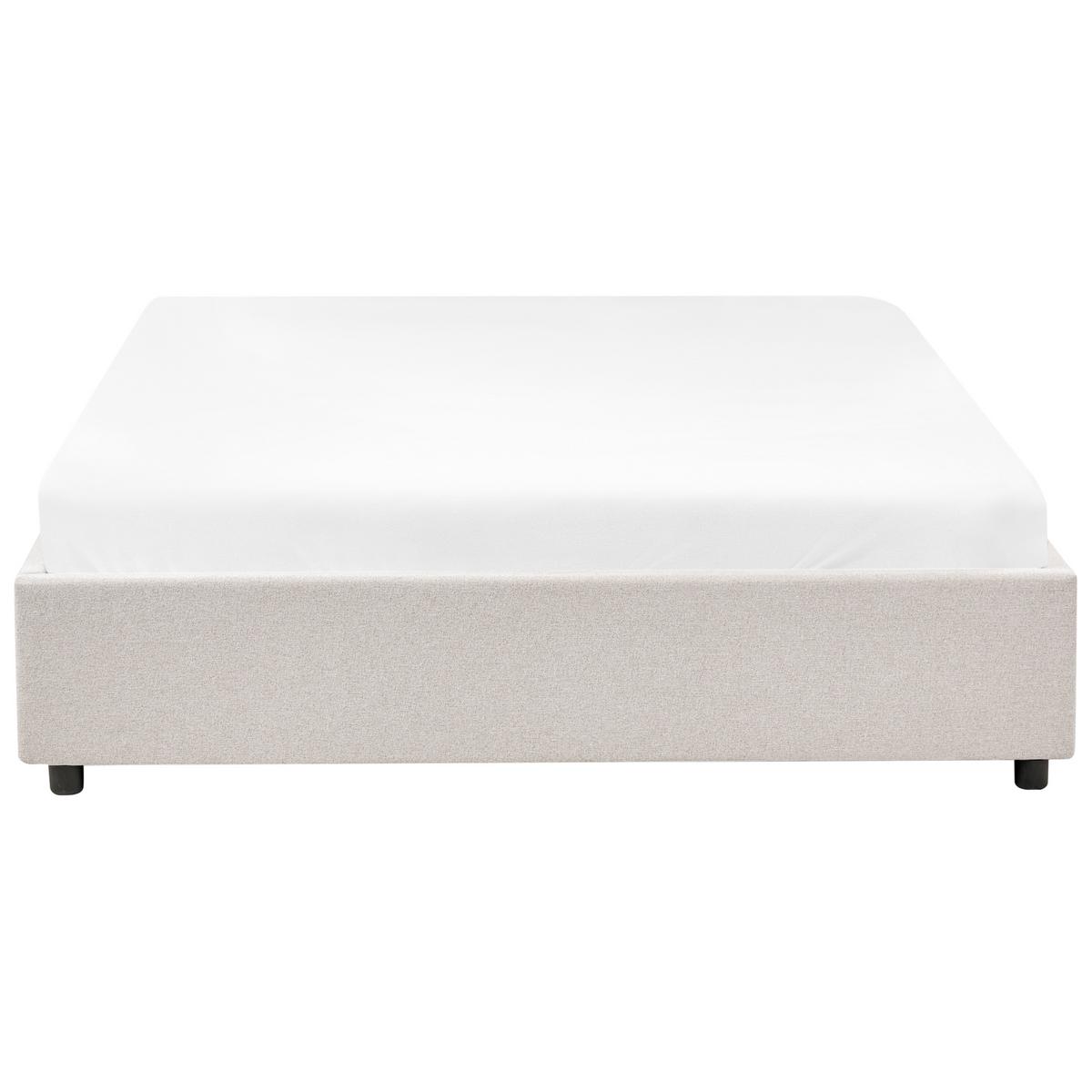BETT mit Schubladen ohne Kopfteil 160/200 cm Stoff Hellbeige Prades - Beige, Textil (160/200cm) - Beliani