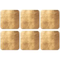 GLASUNTERSETZER 6er-Set Licht fällt auf eine goldene Wand Getränkeuntersetzer 10x10 cm - Goldfarben, Naturmaterialien (10/0.2cm) - MuchoWow