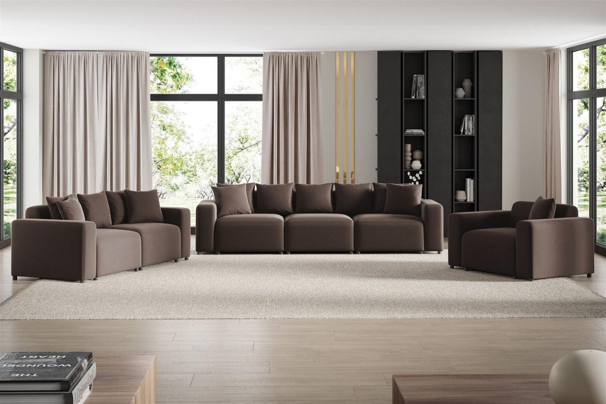 SESSEL Megan In Salvador - Braun, Holzwerkstoff/Textil (145/75/98cm) - Fun Möbel