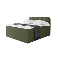 BOXSPRINGBETT mit Matratze H3/H4 - NINA KING - 200x200 cm Grün - Dunkelgrün, Holzwerkstoff (200/200cm) - ALTDECOR
