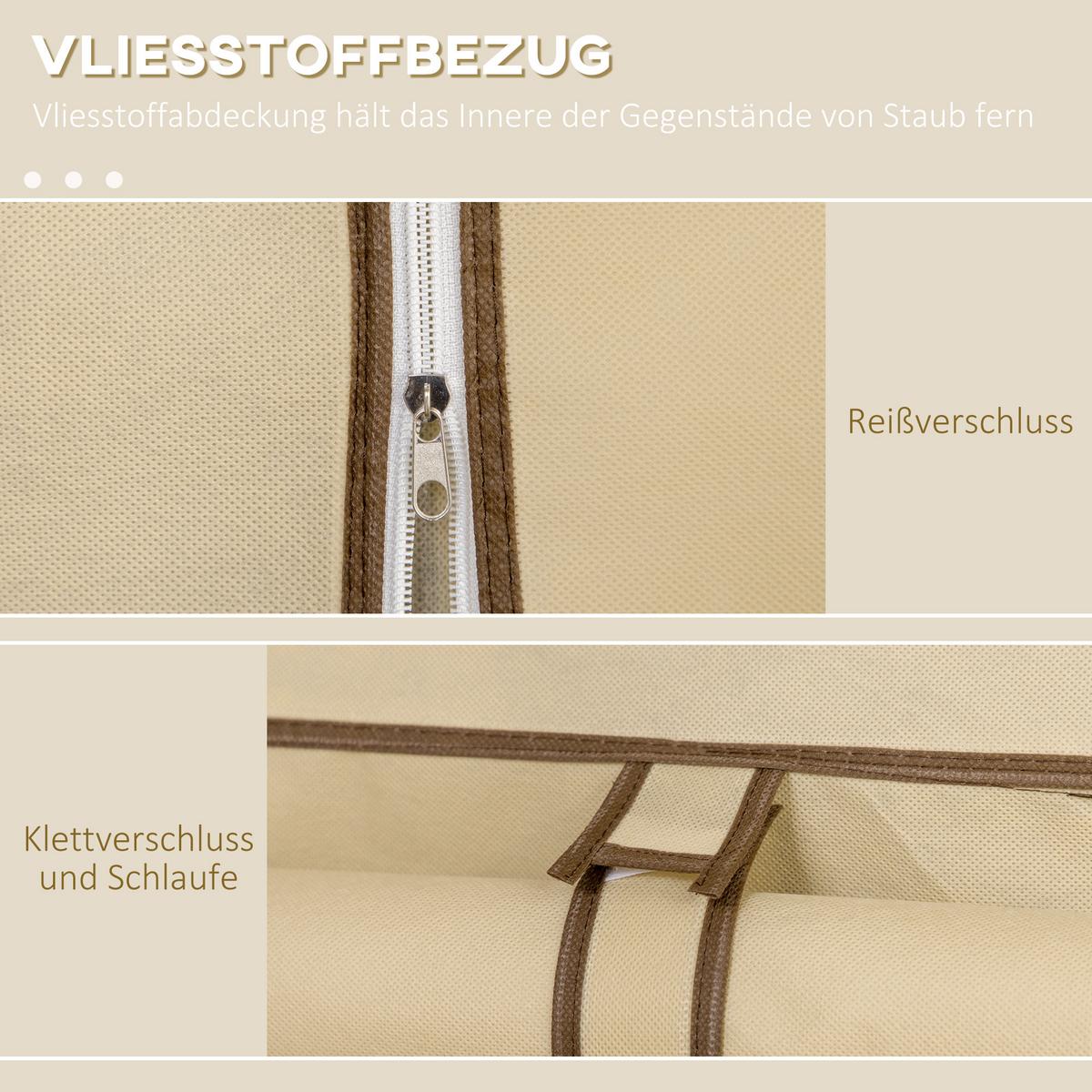 STOFFSCHRANK, Faltschrank, Kleiderschrank mit Kleiderstangen, 8 Ebenen Beige - Beige, Metall (43/162.5/125cm) - HOMCOM