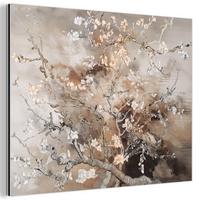 METALLBILD Mandelblüte - Kunst - Van Gogh - Beige - Abstrakt 80x60 cm - Braun, Metall (80/60cm) - MuchoWow