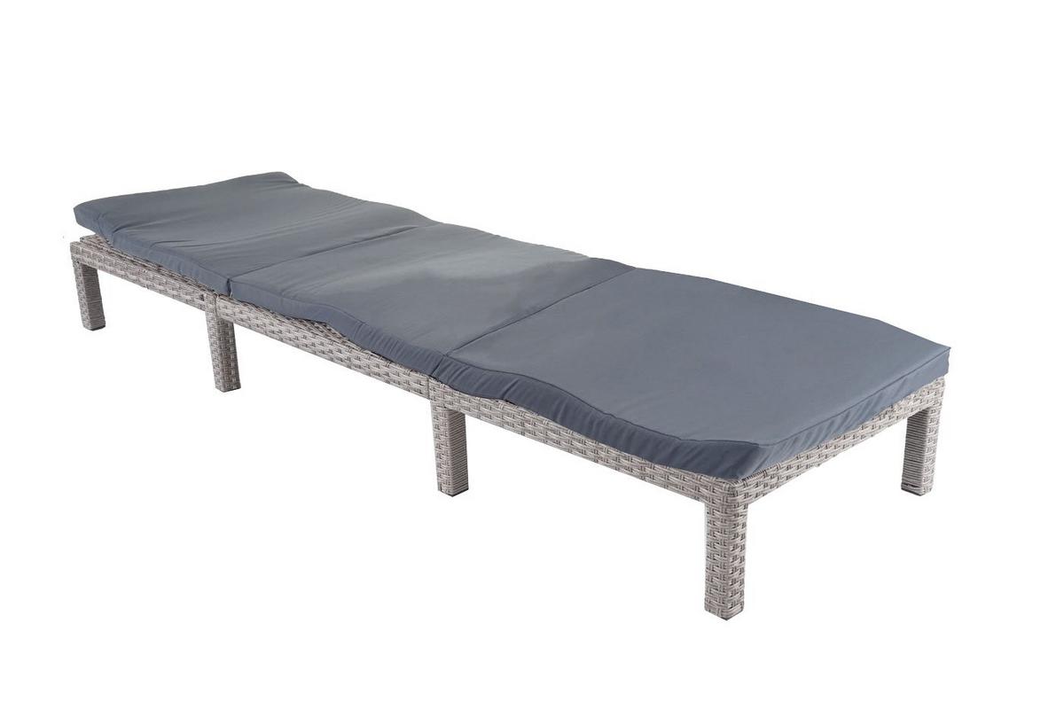 POLY-RATTAN SONNENLIEGE BASIC Grau, Grau - Grau, Kunststoff (60/71/198cm) - MCW