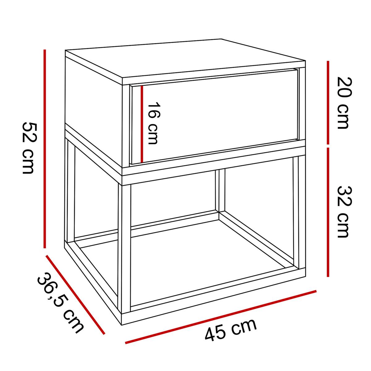 NACHTTISCH BLANCO LOFT II auf schwarzem Gestell Schwarz Hochglanz - Schwarz Hochglanz, Holzwerkstoff (45/52/36.5cm) - Lookway