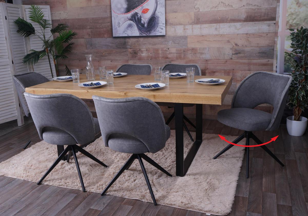ESSZIMMERSTUHL Grau 6er-Set - Dunkelgrau/Grau, Textil (54/84/60cm) - MCW
