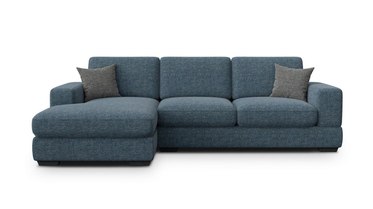 ECKSOFA OTTO 4-Sitzer, marineblau - Blau/Schwarz, Holz/Textil (279/159cm) - Wozimo