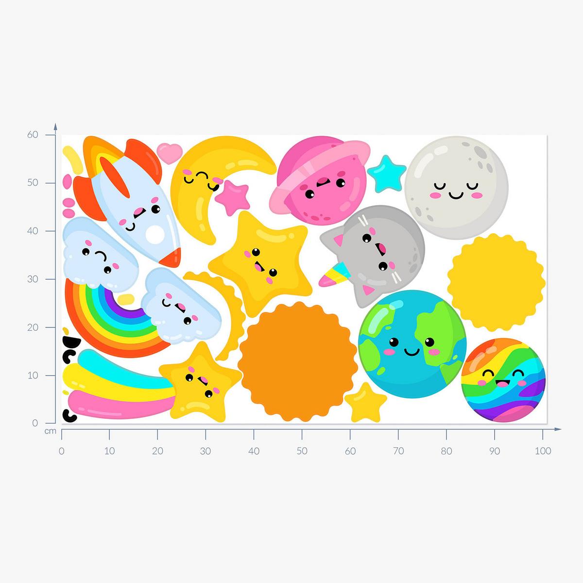 WANDAUFKLEBER 60x101cm - Regenbogenkosmos - Multicolor, Kunststoff (60/101/0.1cm) - Wallfluent