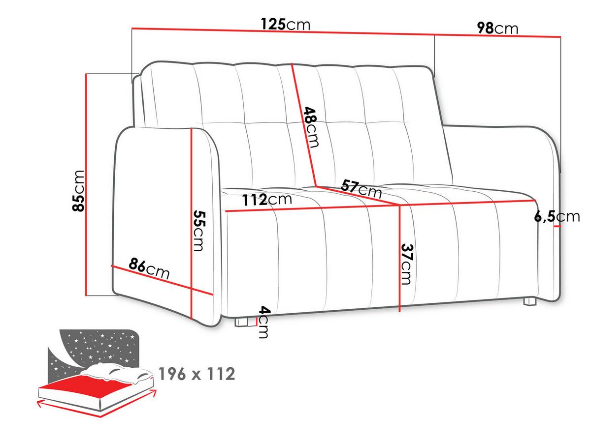 SCHLAFSOFA Viva Grand II - Hellgrau/Schwarz, Holz/Kunststoff (125/85/95cm) - MIRJAN24