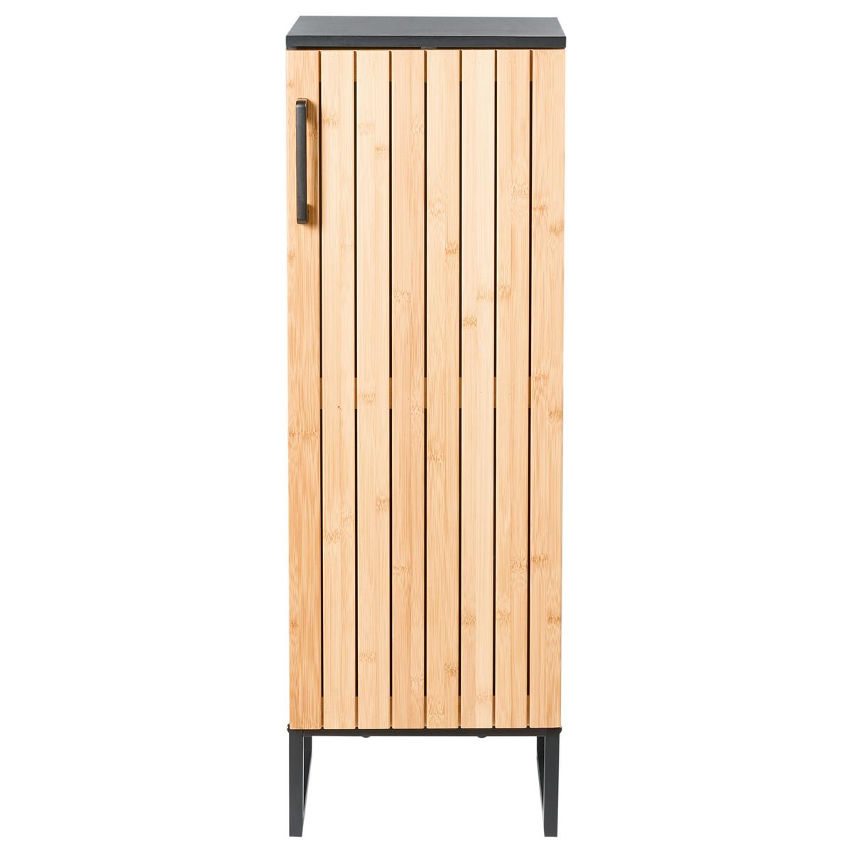 BADEZIMMERSCHRANK Bambus 30 cm Hellbraun Miscanti - Hellbraun/Schwarz, Holz (30/90/30cm) - Beliani