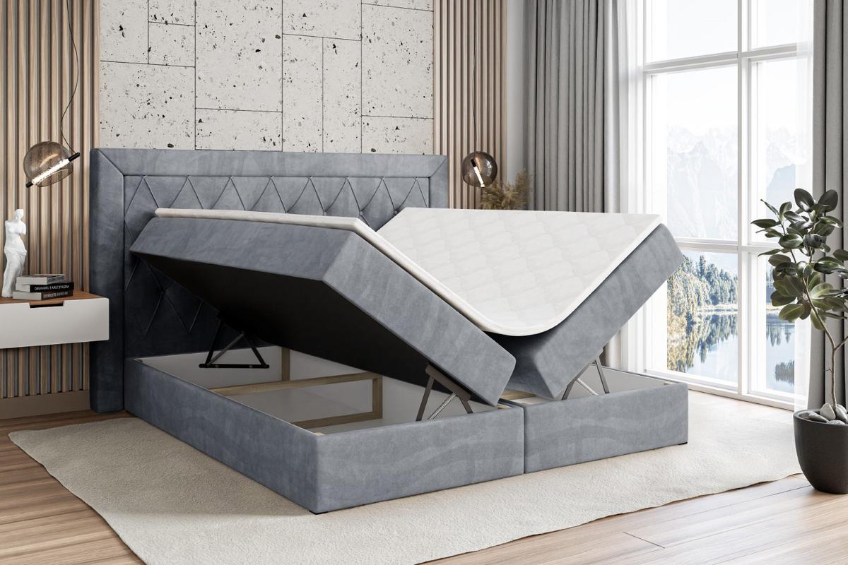 BOXBETT mit H4-Matratze und Lattenrost - NOEL - 140x200 Grau - Grau, Holzwerkstoff (140/200cm) - ALTDECOR