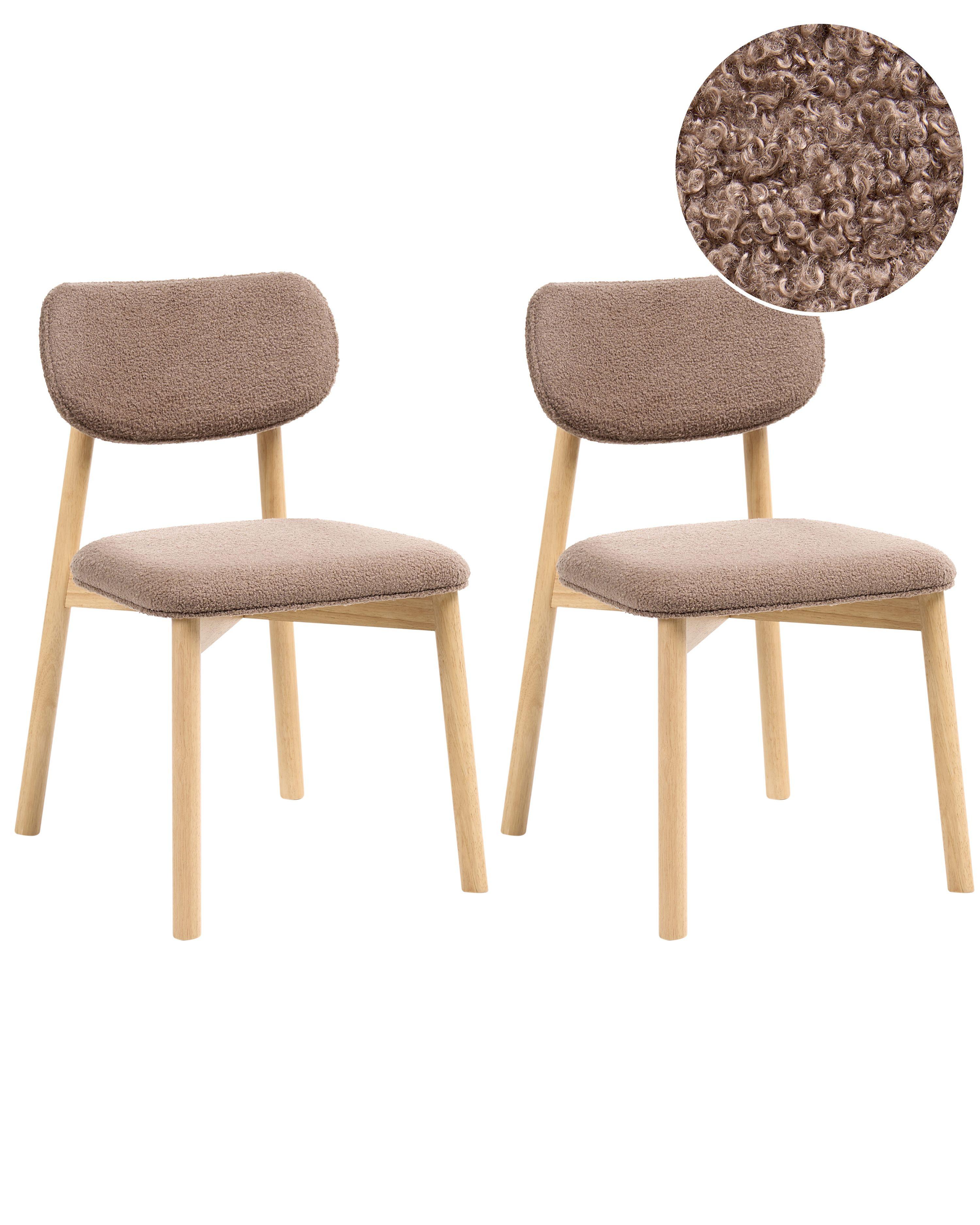 ESSZIMMERSTUHL 2er-Set Bouclé Hellbraun/Taupe Mills - Hellbraun, Textil (50/80/58cm) - Beliani