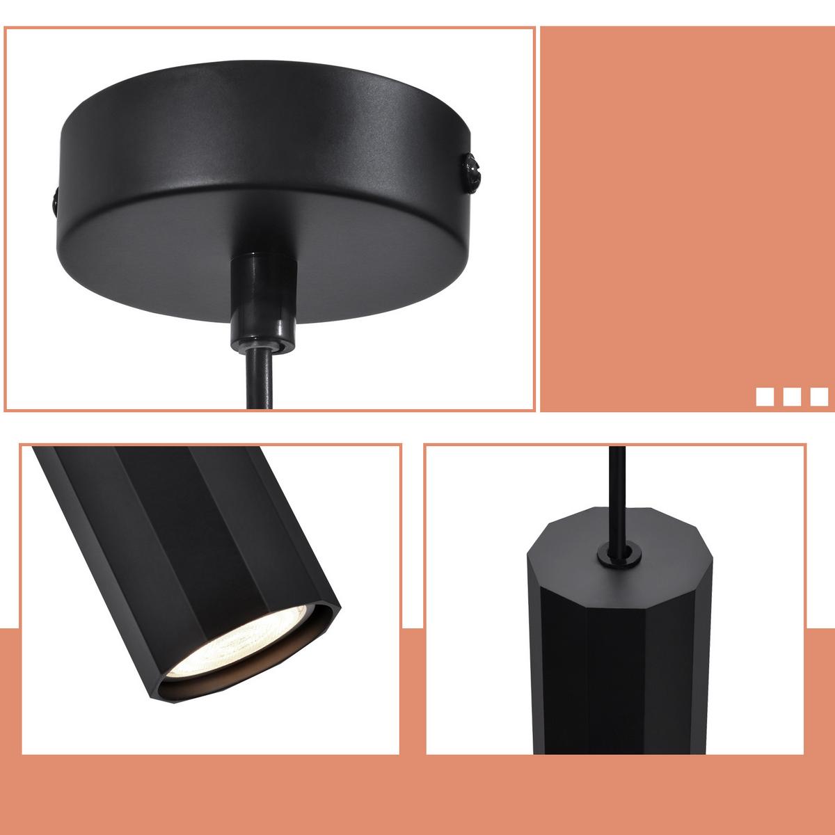 PENDELLEUCHTE Mila 8/2.5/170 cm - Schwarz, Metall (8/2.5/170cm) - ZMH