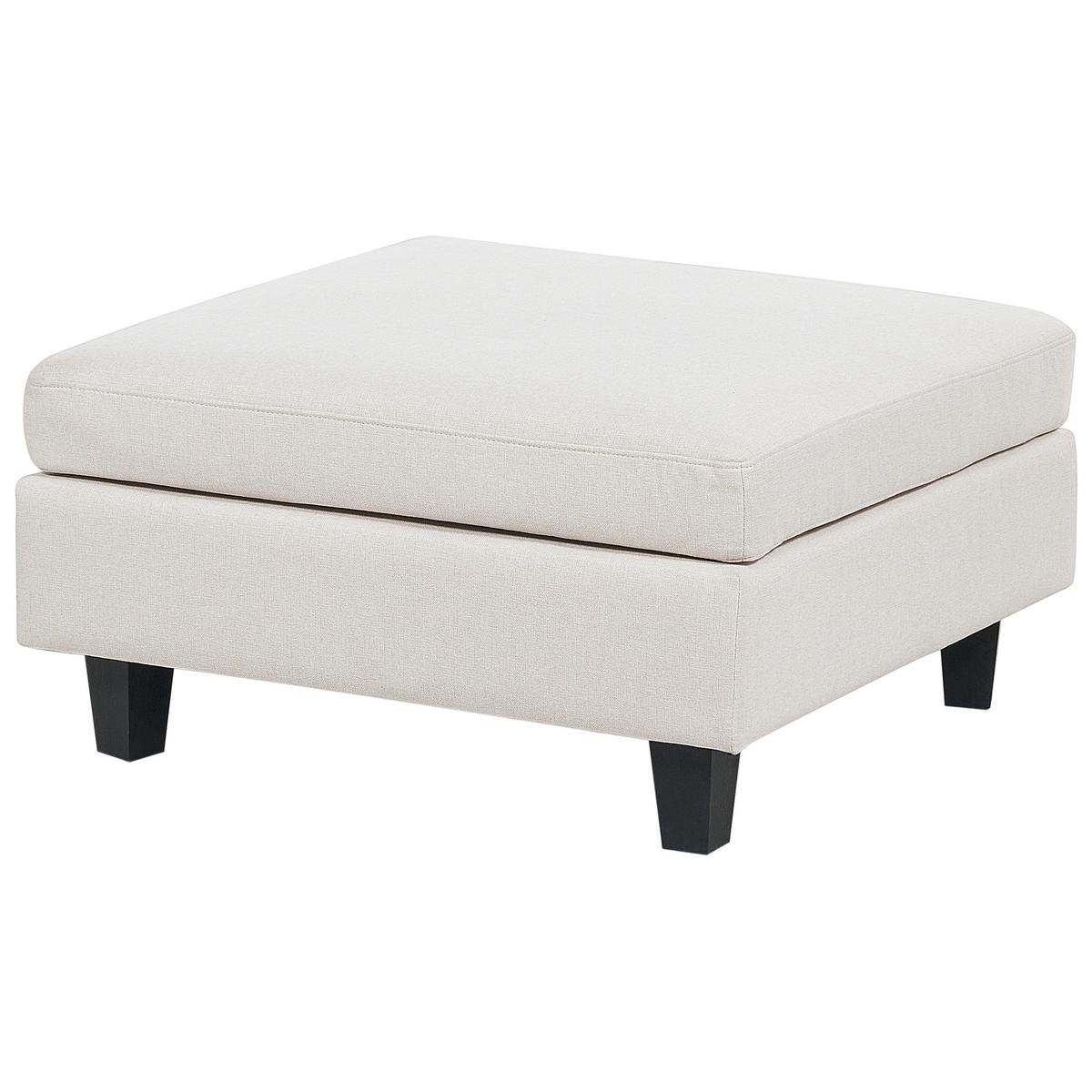 4-SITZER-ECKSOFA Leinenoptik hellbeige rechtsseitig mit Ottomane Fevik - Beige/Schwarz, Textil (228/72/152cm) - Beliani