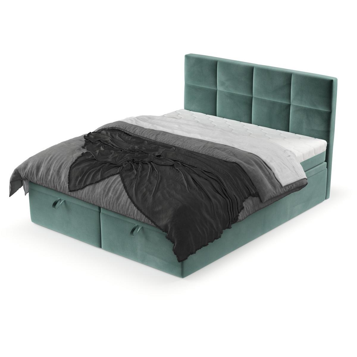 BOXBETT Tessa 160/200 cm Türkis im Kronos Stoff - Türkis/Schwarz, Holz/Holzwerkstoff (160/200cm) - AltaBeds