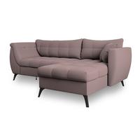 ECKSOFA MOLLIS Rosa Geflochtener-Stoff mit Schlaffunktion - Rosa, Holz (241/154cm) - MASSENO