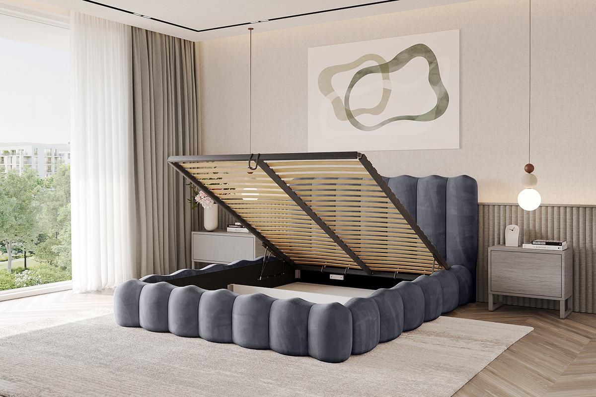 POLSTERBETT mit Bettkasten und Lattenrost, Boxbett ohne Matratze - SORA 180x200 Dunkelgrau - Dunkelgrau, Holzwerkstoff/Textil (180/200cm) - ALTDECOR