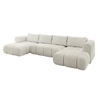 WOHNLANDSCHAFT CLOUD-U 405x185x90 Creme Cord - Hellgrau/Creme, Holzwerkstoff/Kunststoff (405/90/185cm) - ALTDECOR
