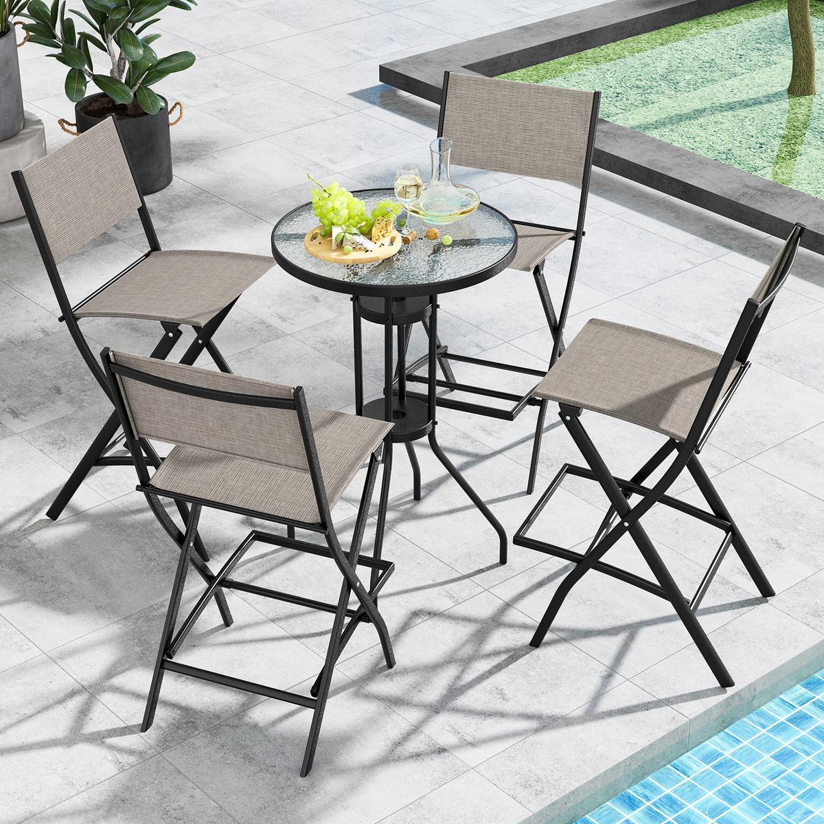 KLAPPSTÜHLE Kaffee (2er-Set) - Braun, Metall (57/102/46cm) - COSTWAY