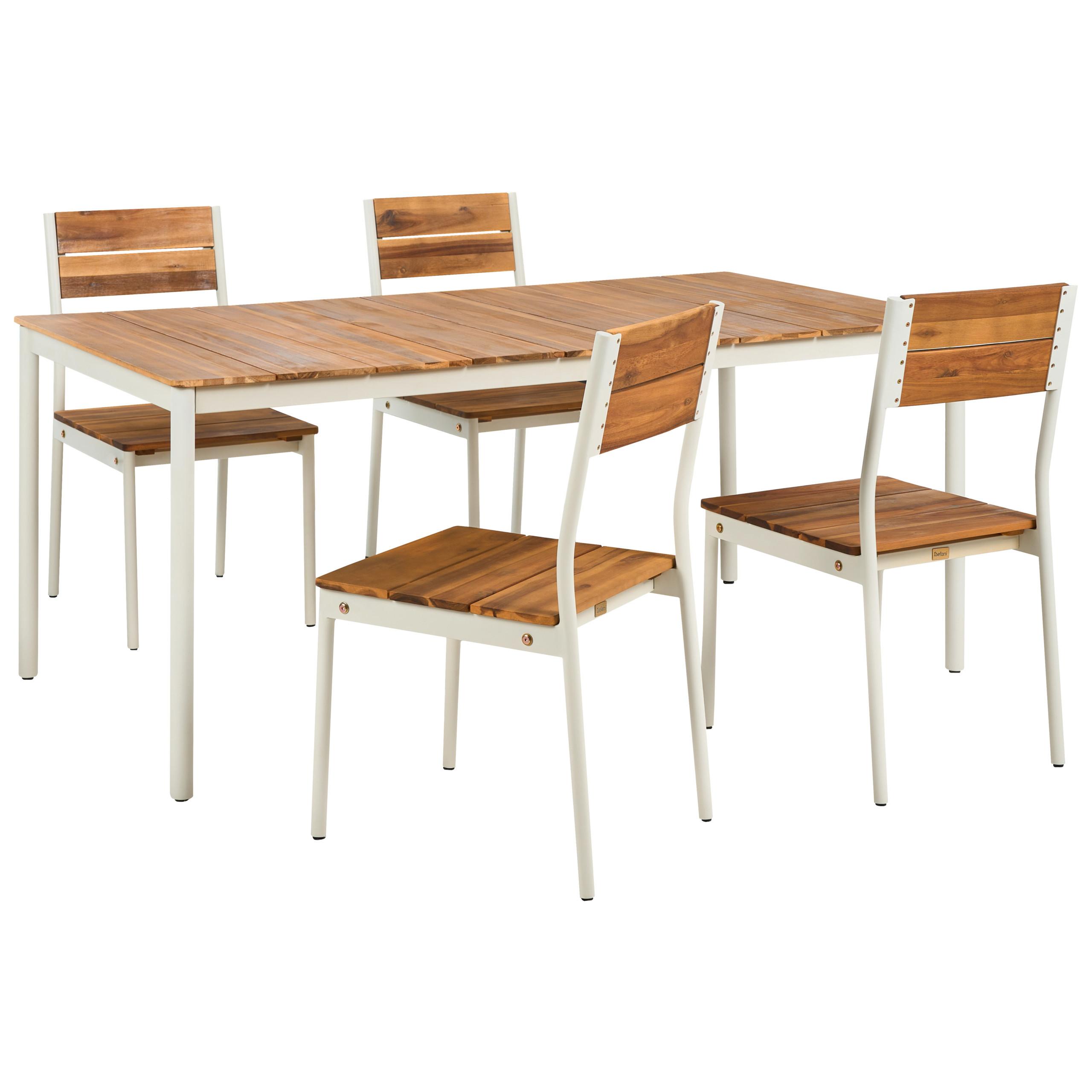 GARTENMÖBEL-SET 4-Sitzer Akazienholz Braun Giovinazzo - Creme, Holz - Beliani