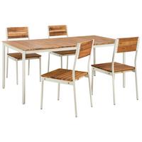 GARTENMÖBEL-SET 4-Sitzer Akazienholz Braun Giovinazzo - Creme, Holz - Beliani