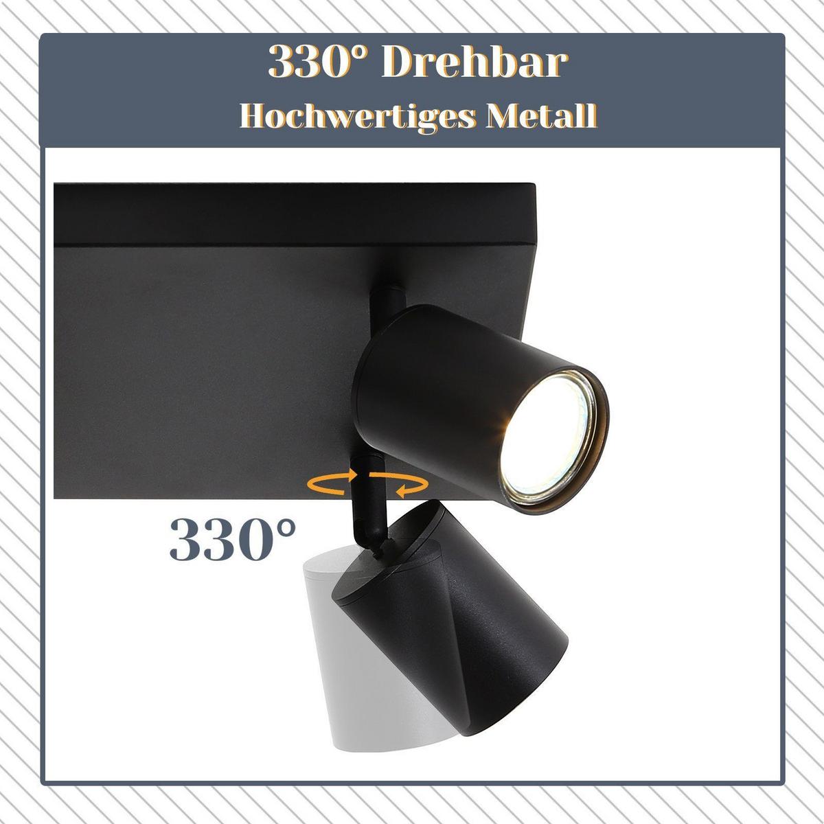 DECKENSTRAHLER Scheinelle 25/14.4/25 cm - Schwarz, Metall (25/25/14.4cm) - ZMH