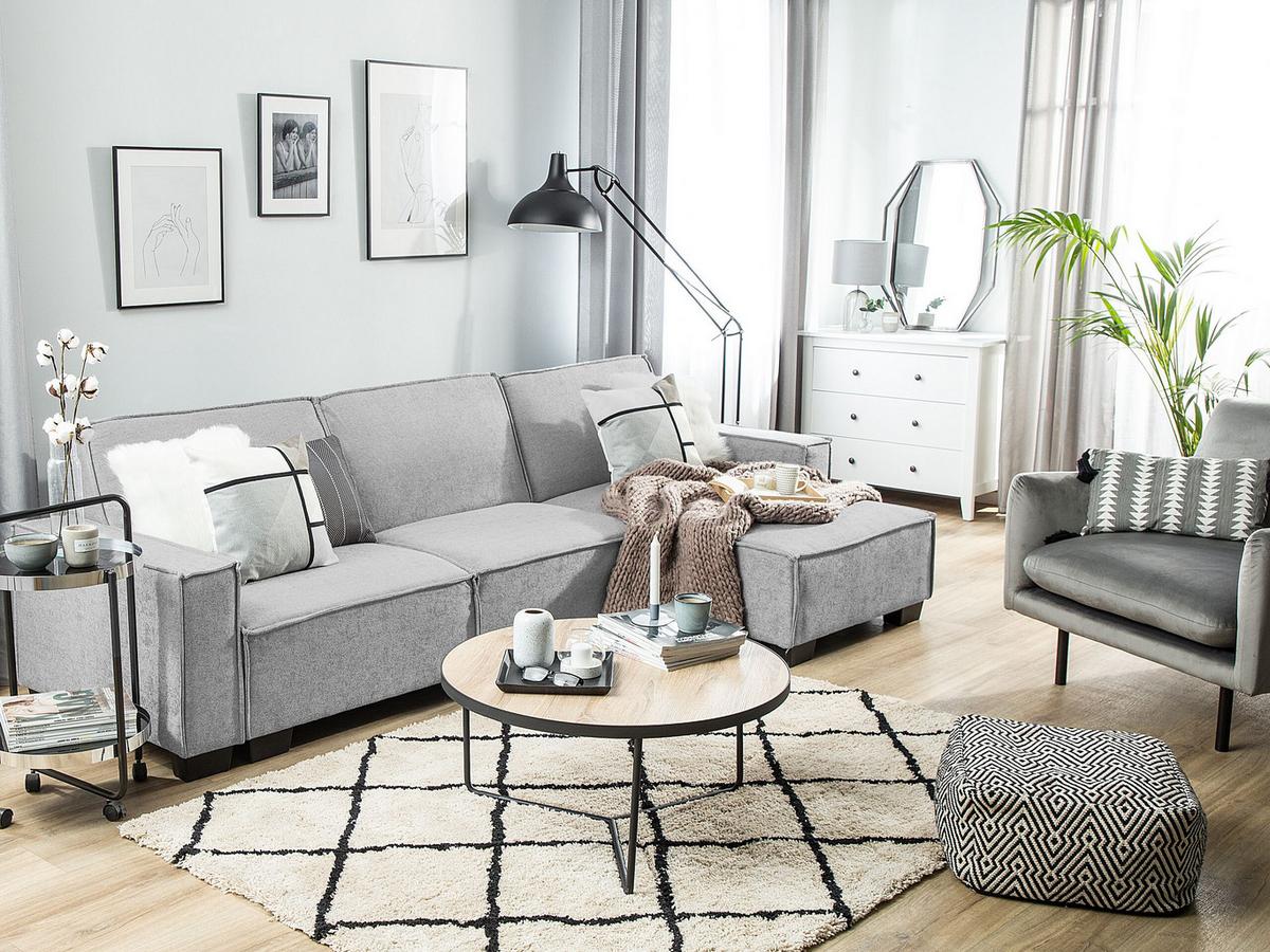 ECKSOFA Polsterbezug Hellgrau rechtsseitig Romedal - Hellgrau, Textil (290/173cm) - Beliani
