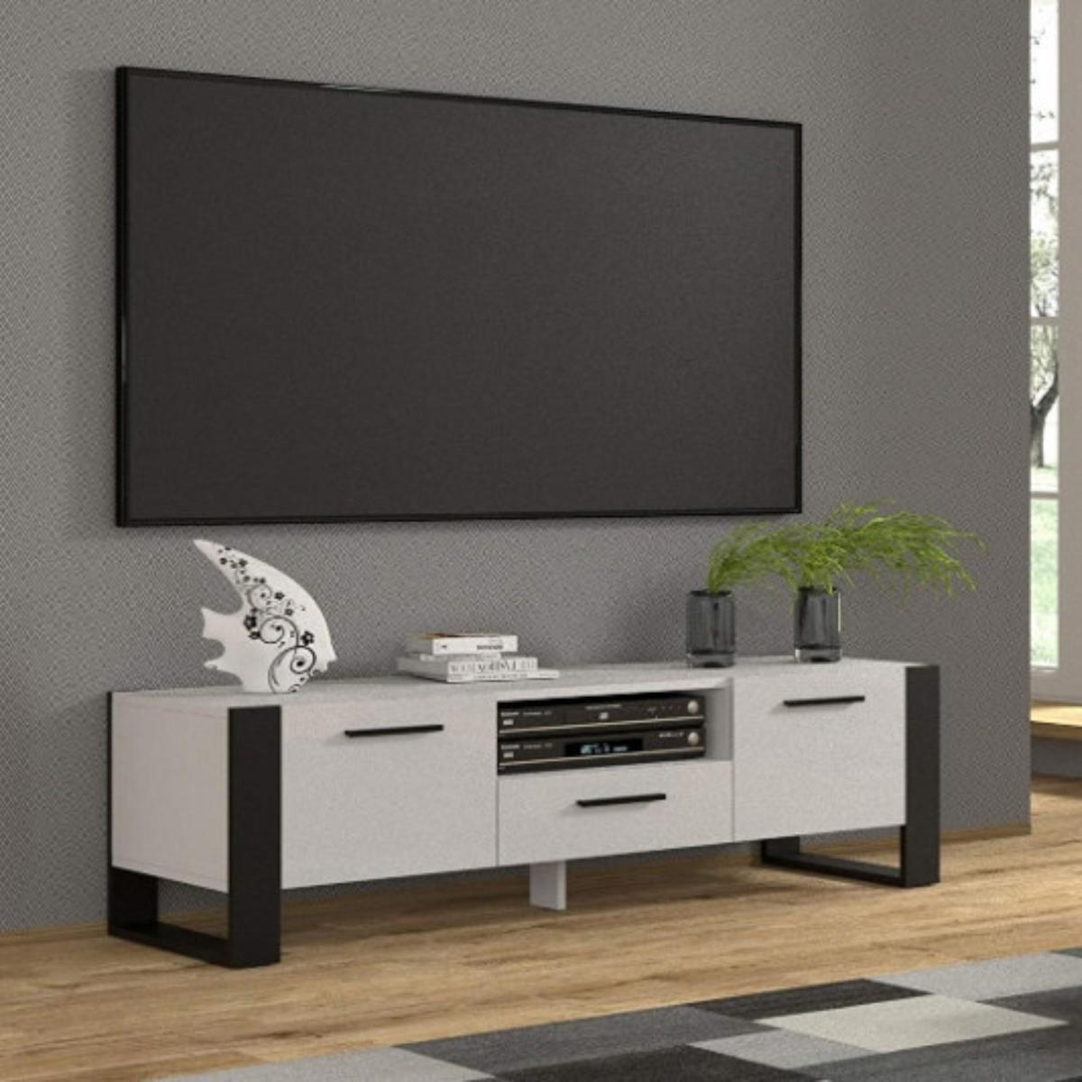 TV LOWBOARD Weiß 160/48/43 - Weiß, Holzwerkstoff (160/48/43cm) - RAUMHIRSCH FURNITURE