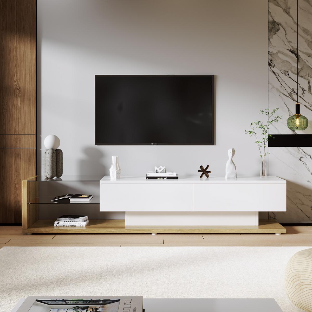 TV-MÖBEL Weiß 170/36/38CM - Schwarz, Holzwerkstoff (36/38/170cm) - Urban Meuble
