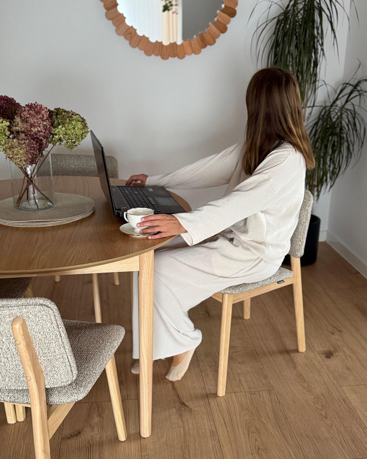ESSZIMMERSTUHL 2er-Set Bouclé Hellbraun/Taupe Blane - Taupe/Hellbraun, Holz (48/79/52cm) - Beliani