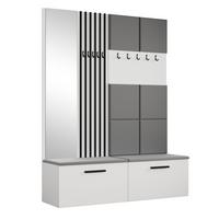 GARDEROBENSCHRANK MODULO 161,2/204/40 cm Modern Garderobe-Set Weiß - Weiß/Grau, Holzwerkstoff (161.2/204/40cm) - MASSENO