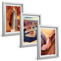 BILDER SET 3er Set - 20x30 cm Silberner Rahmen - Wasserfall in der Schlucht - Silberfarben, Kunststoff (20/30cm) - TULUP